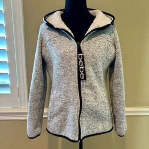 Bebe Sherpa Lined Long Sleeve Sporty Casual Winter Cozy Hooded Jacket Sz M